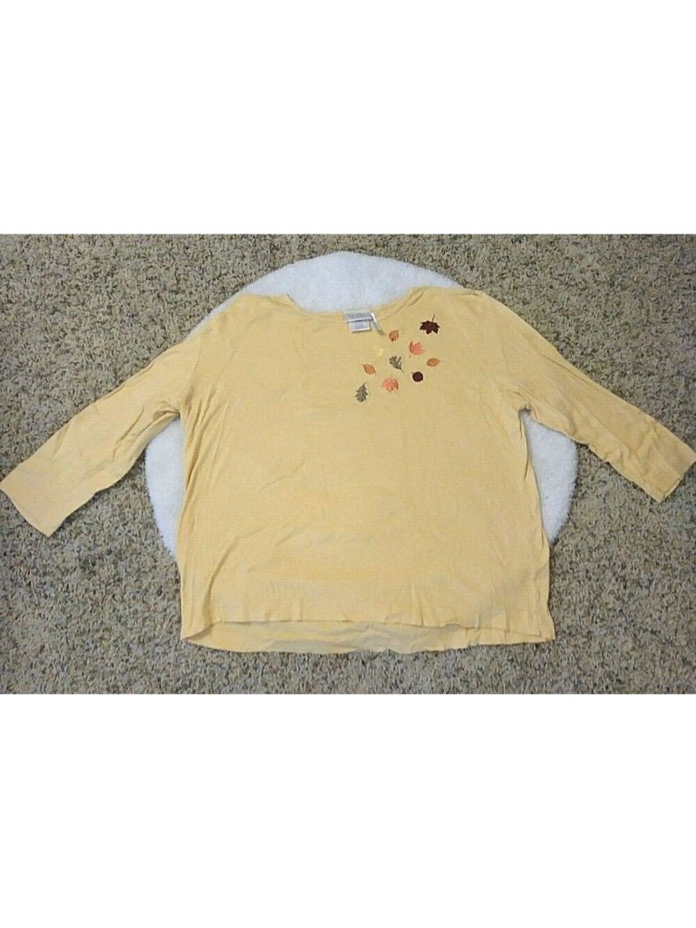 Top Stitch Womens Fall Long Sleeve Top Shirt Blouse Autumn Leaves XL